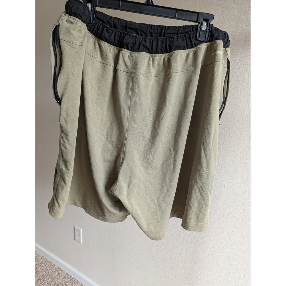 Adidas Aeroready Mens 2XL Olive Green Athletic Gym Training Shorts Black Waist